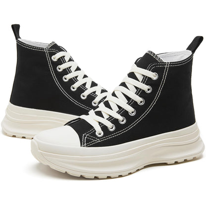Waluzs Womens High Top Sneakers Black High Tops Platform Sneakers Lace UP Canvas Shoes White Tennis Shoes for Gym（Black.US8） New Era Fashion LLc