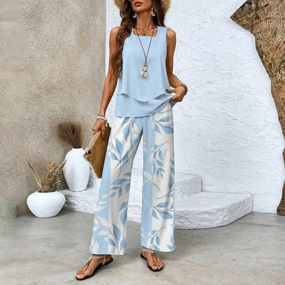 Women's 3D Print Two-Piece Vest & Pants Set – 12 Prints S–5XL FitiqueFit