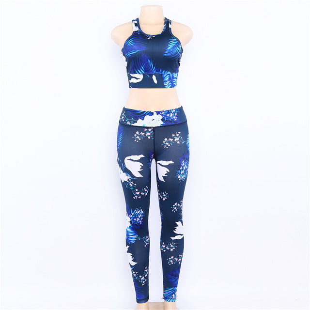 Women's Floral Print Yoga Set - Bra & Leggings Outfit New Era Fashion LLc