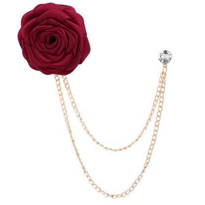 Men's Wedding Ceremony Groom Handmade Rose Chain Brooch NovaCart