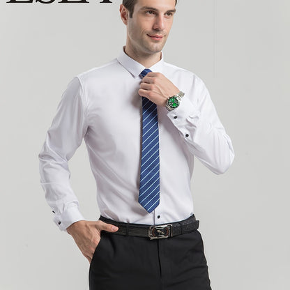 Men'S Stretch Slim-Fit Formal Shirt Without Pockets, Light Business Turn- Collar Long-Sleeved Shirt, Men'S Business Shirt, Wrinkle-Resistant And Durable Solid Color Formal Long-Sleeved Shirt with Buttons And Pockets, Suitable NovaCart