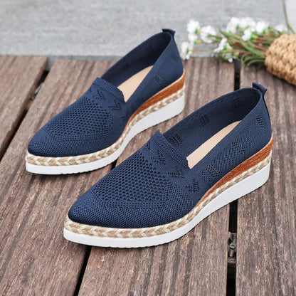 Women’s Woven Rope Platform Snakeskin Pointed-Toe Flats | Trendy Flats FitiqueFit