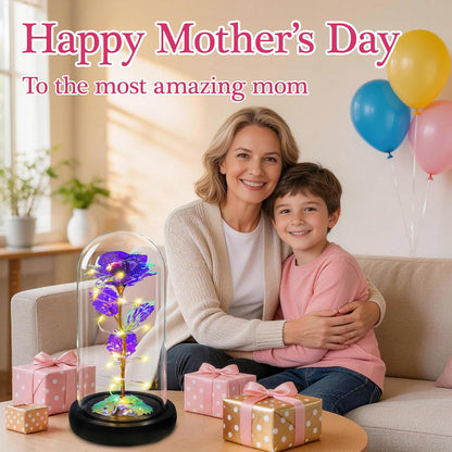 Mothers Day Mom Gifts for Mom,Birthday Gifts for Women Moms Grandma,Flowers for Delivery Prime,Purple Light up Rose in a Glass Dome,Anniversary Valentines Roses Gift for Her Wife Daughter