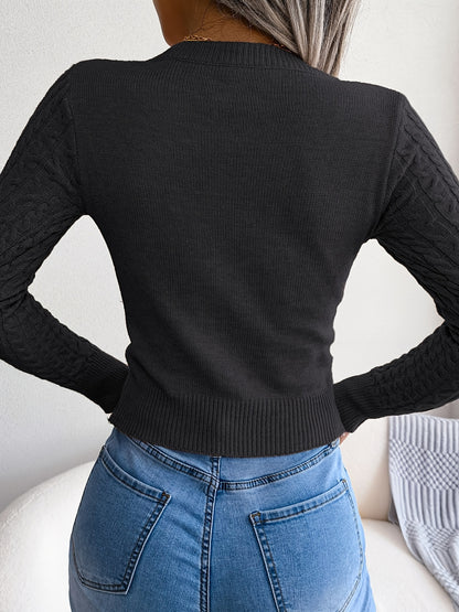 Women'S Long Sleeve Hollow Sweater | High Stretch Fabric, Crew Neck, Sexy Slim Fit, Autumn/Winter NovaCart