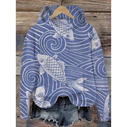 Women’s Printed Hooded Long Sleeve Pullover Sweatshirt FitiqueFit