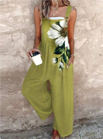 Women’s Square-Neck Floral Sleeveless Jumpsuit FitiqueFit