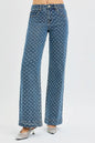 RISEN High Rise Wide Leg Bow Embroidered Jeans West2East Surf