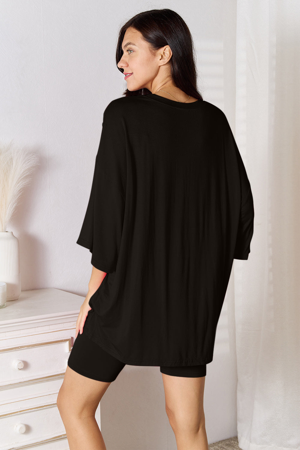 Basic Bae Full Size Soft Rayon Three-Quarter Sleeve Top and Shorts Set New Era Fashion LLc