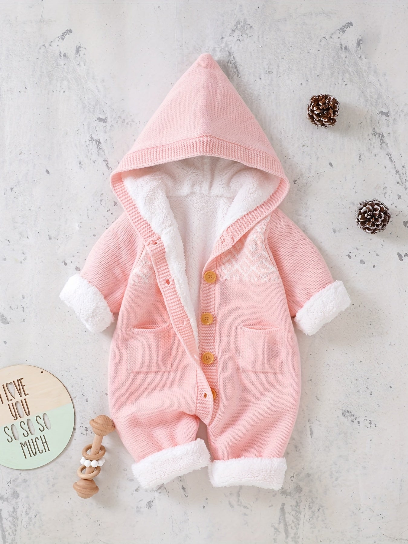 Newborn Boys And Girls Knitted Jumpsuit With Long Sleeve Hooded Pants Jumpsuit NovaCart