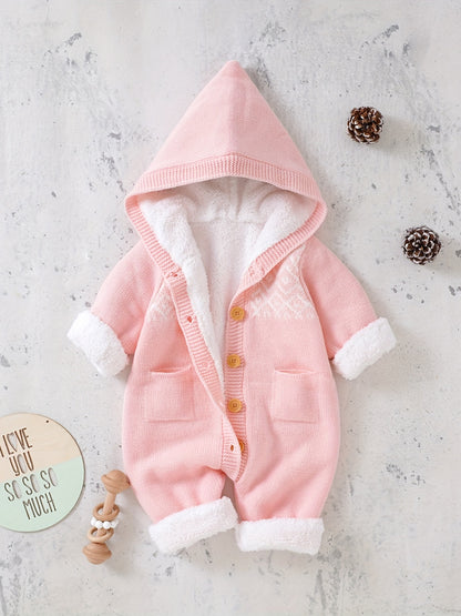 Newborn Boys And Girls Knitted Jumpsuit With Long Sleeve Hooded Pants Jumpsuit NovaCart