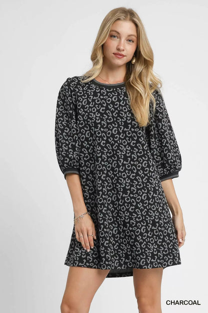 Umgee Leopard Print Jacquard Mini Dress West2East Surf
