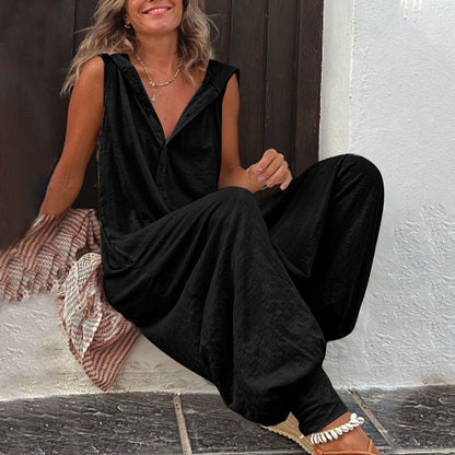 Women’s Sleeveless Hooded Relaxed Fit Jumpsuit FitiqueFit