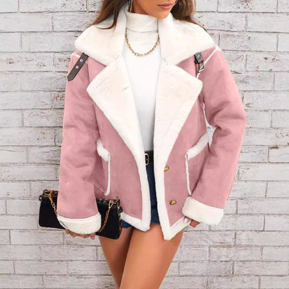 Fashion Polo Collar Plush Jacket Winter Warm Casual Jacket See size chart under “more details” The Fashion Celestial