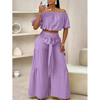 High-Waist Flared Pants & Top Two-Piece Set – 7 Colors, S–2XL FitiqueFit