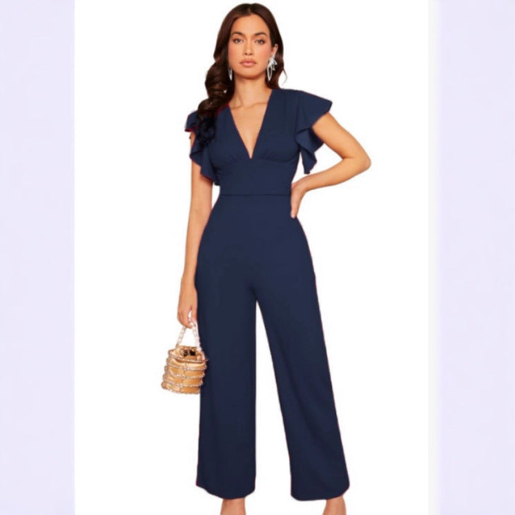 Women's Elegant High-Waist Ruffle Trim Jumpsuit | 3 Colors S–XL FitiqueFit