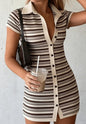 Women's Collared Button-Front Bodycon Mini Dress – Y2K Preppy FitiqueFit