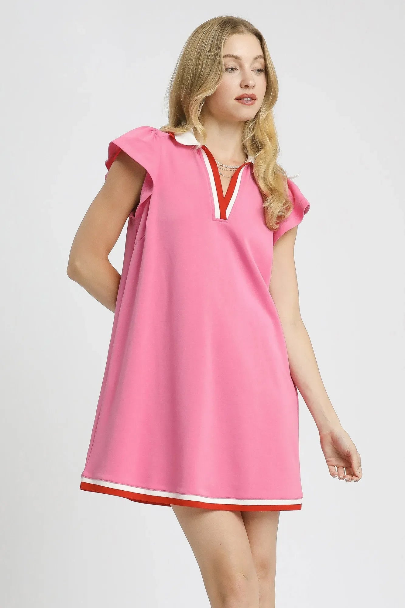 Umgee Contrast Trim Cap Sleeve Mini Dress West2East Surf