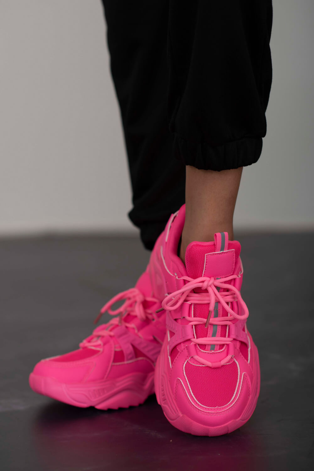 Berness Running Late Chunky Sole Athletic Sneakers in Hot Pink New Era Fashion LLc