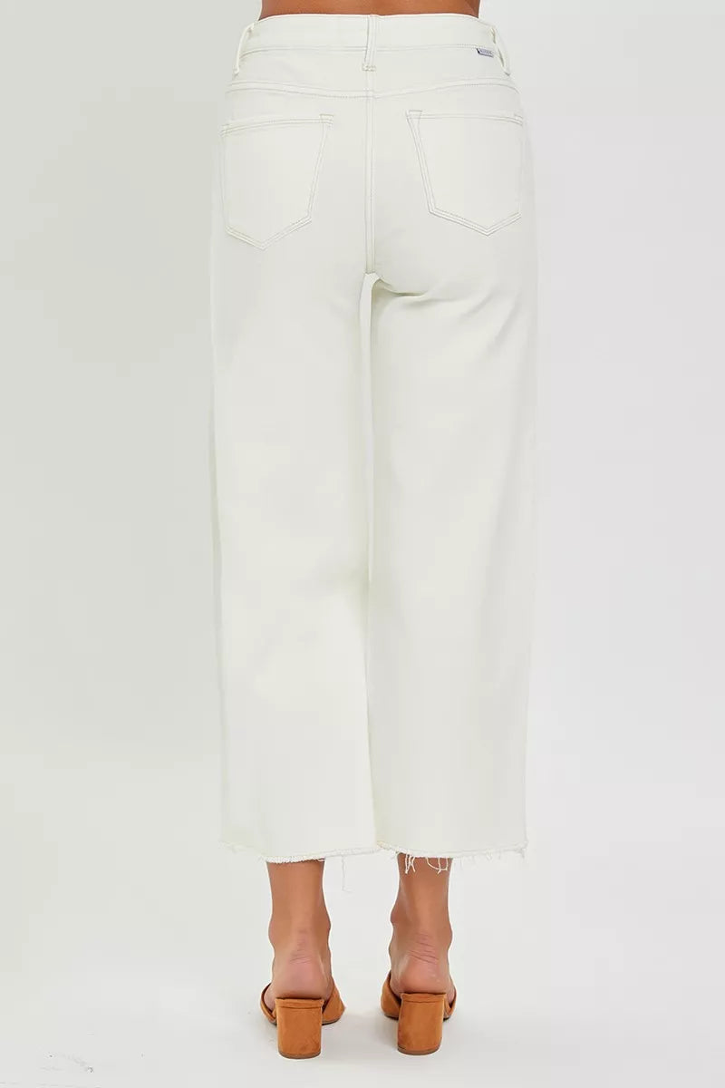 RISEN Tummy Control High Rise Crop Wide Jeans West2East Surf