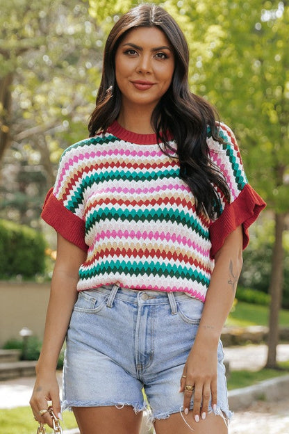 Molly Sleeve Colorful Textured Sweater Shop Style & More | Fresh Looks, Everyday Deals & Free Shipping