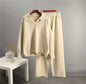 Solid Color Lapel Sweater Set for Women FitiqueFit