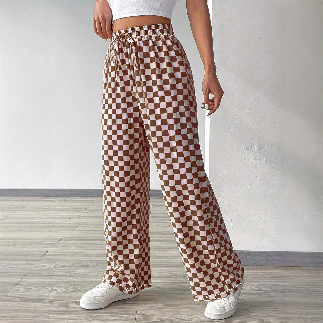 Checkerboard High-Waisted Wide-Leg Pants | 4 Colors S–XL FitiqueFit
