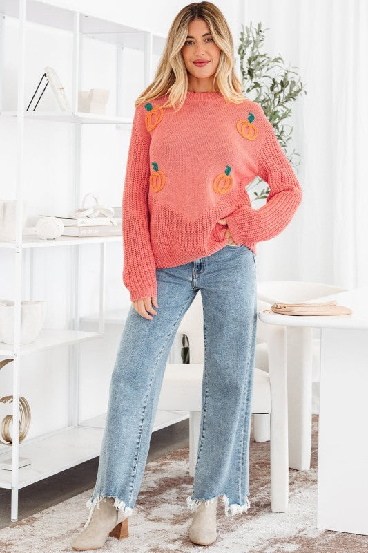 Pumpkin Embroidered Thanksgiving Holiday Sweater Shop Style & More | Fresh Looks, Everyday Deals & Free Shipping