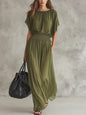 Women's Chiffon High-Waist Ruched Maxi Dress FitiqueFit
