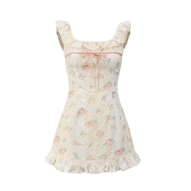 Women’s Sleeveless Floral Suspender Skirt FitiqueFit