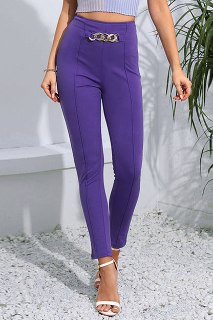 Chain Detail Slim Fit Cropped Pants See size chart under “more details” The Fashion Celestial
