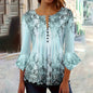 Women’s V-Neck 3/4 Sleeve Button-Front Tunic Blouse FitiqueFit