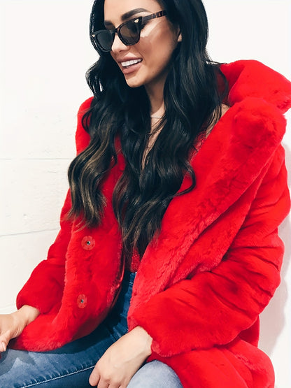Winter Warm Plush Loose Coat, Casual Long Sleeve Fashion Teddy Outerwear, Women's Clothing NovaCart