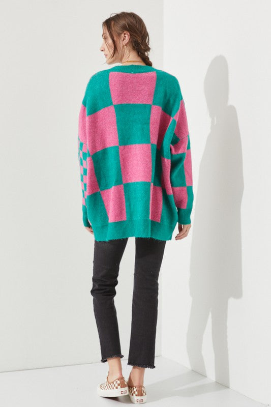 CHECKERED OVERSIZED SWEATER JJK5031P Shop Style & More | Fresh Looks, Everyday Deals & Free Shipping