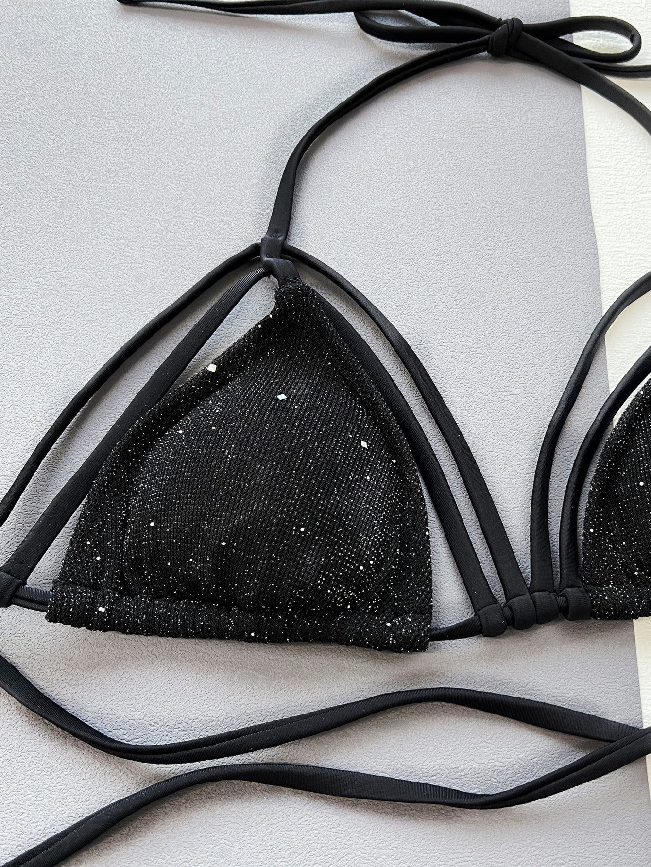 Glitter Halter Neck Strappy Two-Piece Bikini Set New Era Fashion LLc