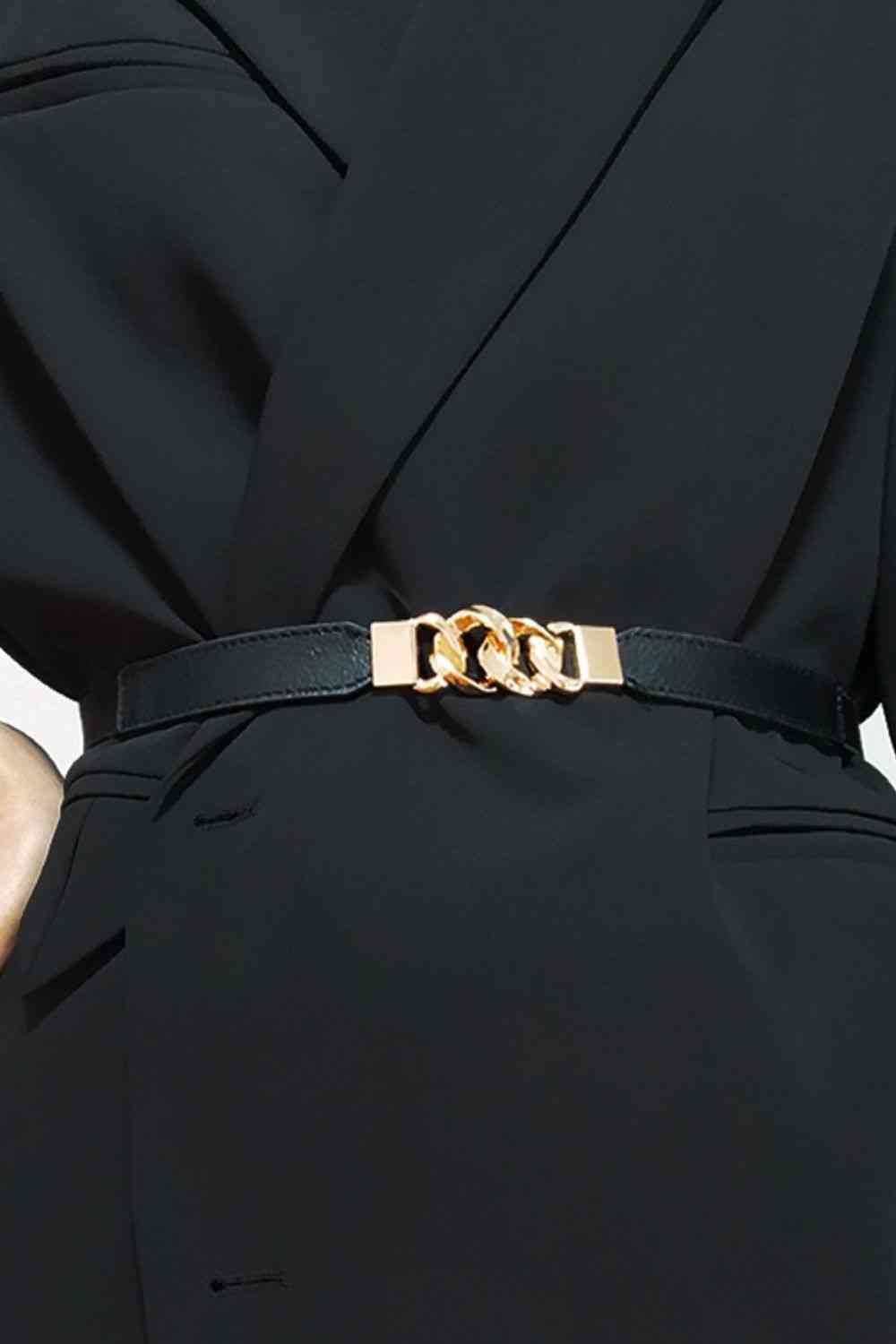 ElegantStyle Zinc Alloy Buckle Elastic PU Belt – Versatile and Stylish Accessory See size chart under “more details” The Fashion Celestial