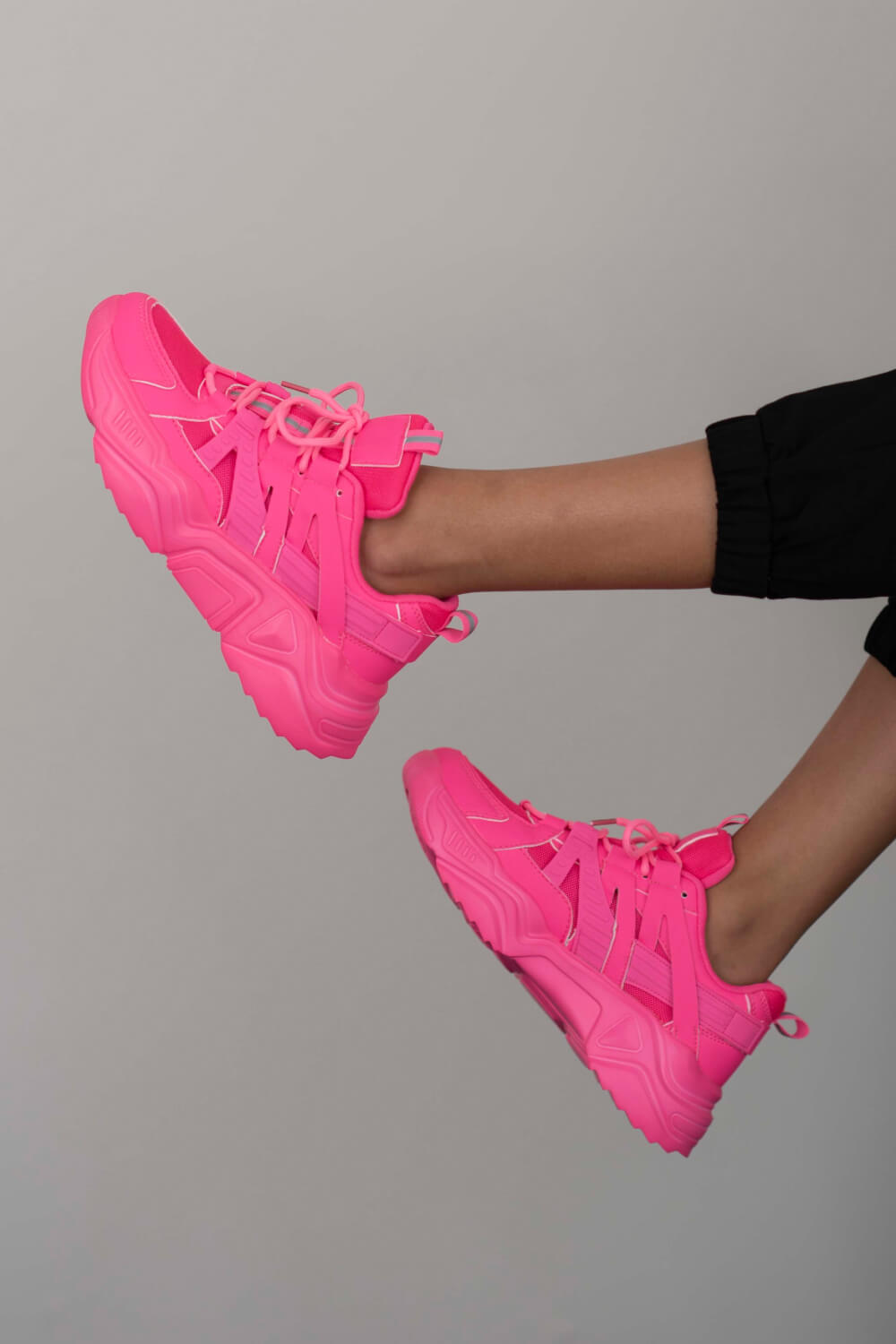Berness Running Late Chunky Sole Athletic Sneakers in Hot Pink New Era Fashion LLc