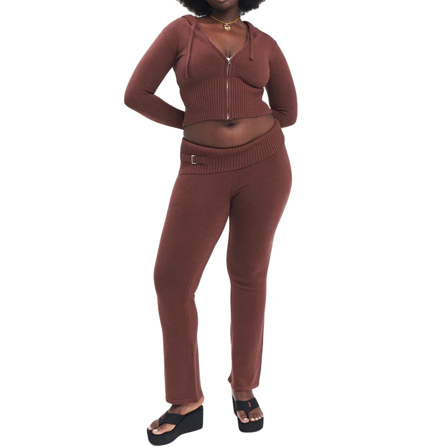 Long Sleeve Sweater And High Waist Long Pants Set FitiqueFit