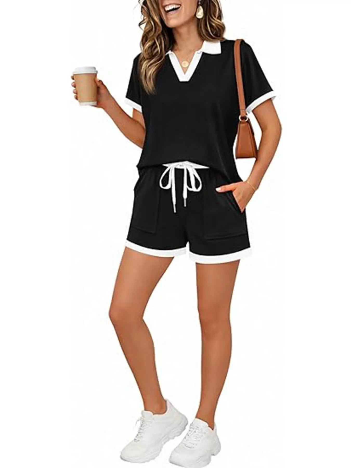 Polo Collar Short Sleeve Top and Shorts Set New Era Fashion LLc