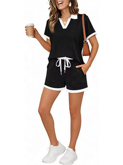Polo Collar Short Sleeve Top and Shorts Set New Era Fashion LLc