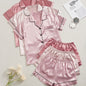 [Three Suits] Multicolor Variety of Short-sleeved Shorts Solid Color Imitation Y Satin PJ Set Women's Two-piece Suit NovaCart