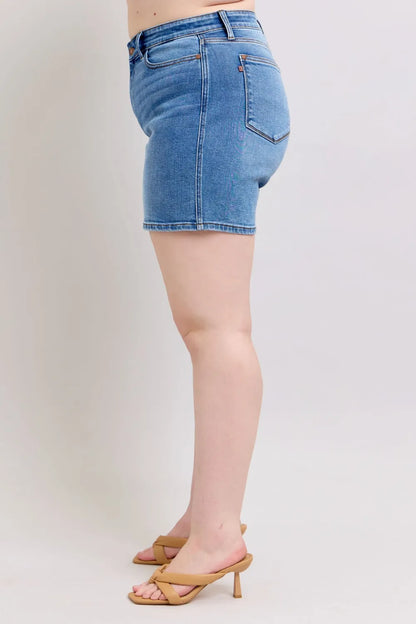 Judy Blue Full Size 2 Button Denim Shorts with Pockets Plus Size New Era Fashion LLc