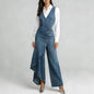 Women’s Western-Style V-Neck Asymmetrical Denim Jumpsuit FitiqueFit