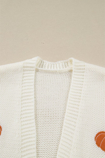 Pumpkin Embroidered Open Front Drop Shoulder Cardi Shop Style & More | Fresh Looks, Everyday Deals & Free Shipping