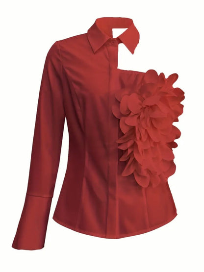 White Blouse With A One-shoulder TOP See size chart under “more details” The Fashion Celestial