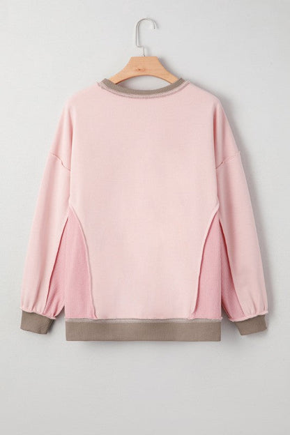 Colorblock Waffle Patchwork Oversize Sweatshirt Shop Style & More | Fresh Looks, Everyday Deals & Free Shipping