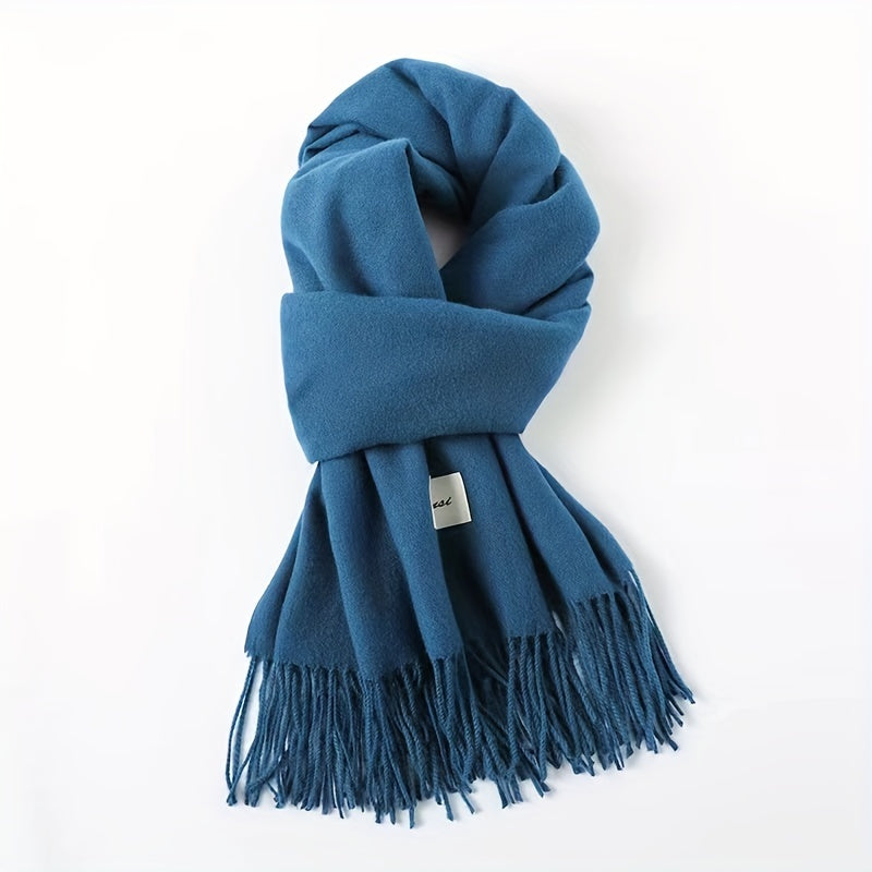Solid Color Tassel Scarf, Hand Wash Only, Elegant Fringe Shawl for Women, Fashion Accessory NovaCart