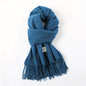 Solid Color Tassel Scarf, Hand Wash Only, Elegant Fringe Shawl for Women, Fashion Accessory NovaCart