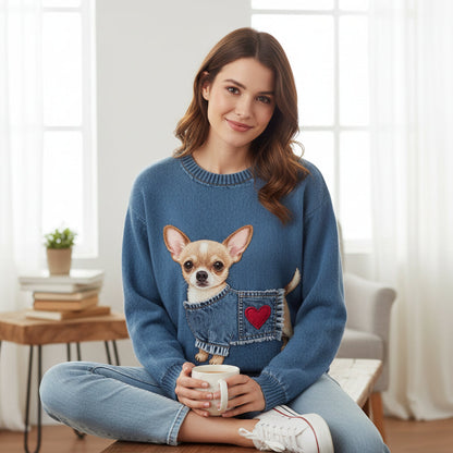 Women’s 3D Digital Print Crew Neck Sweater – Casual Statement Pullover FitiqueFit