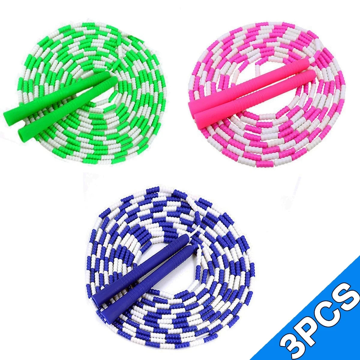 Jump Rope, 3 PCS Adjustable Length Tangle-Free Segmented Soft Beaded Skipping Rope, Fitness Jump Rope for Man Women Weight Loss 9.2 Ft