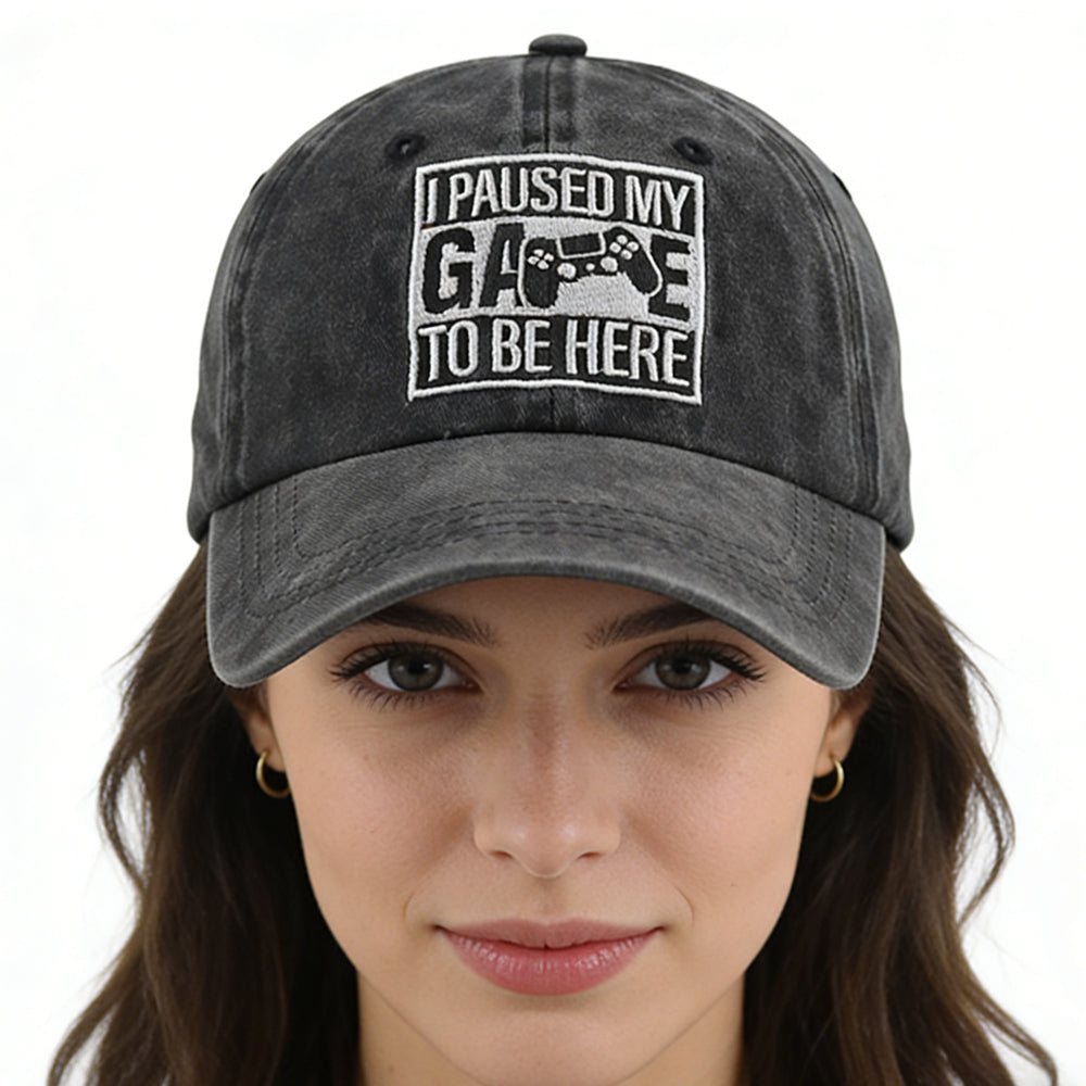 I Paused My Game to Be Here Adjustable Baseball Cap FitiqueFit